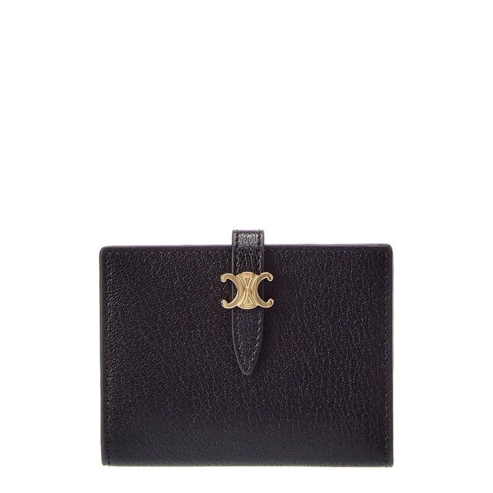 Celine Bifold Leather Card Holder, Black
